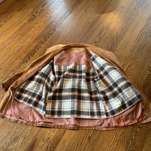 VTG Suede Western Jacket Men's Caramel Brown Size 44 Zip Out Blanket Lining - Picture 8 of 12